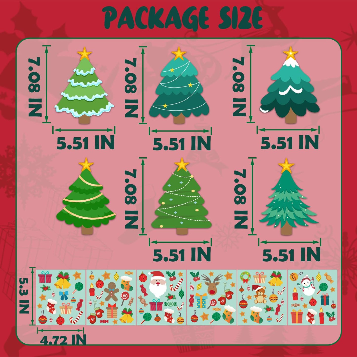 WUYEE 60Pack Christmas Crafts Kit for Kids DIY Christmas Tree Ornaments, Make Your Own Xmas Trees Bookmark with Stickers Crafts Set for Holiday
