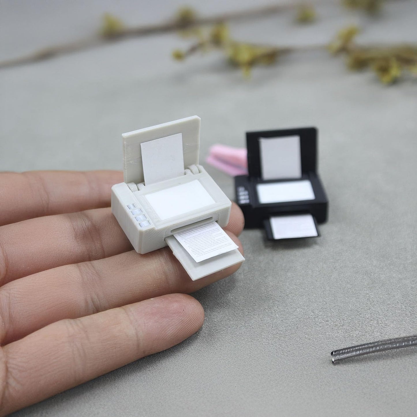 Miniature Printer (Choice of Black/Grey): 1:12 Scale Model for Dollhouse Office, Study, Modern Diorama, IT Workspace, Classroom, Desktop Collector