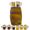 9Pcs Mini Beer Barrel Decor Miniature Wooden Figurine Wine Barrel Model with Faucet and Wine Glass Suitable for Fairy Garden Bar Doll House Decoration
