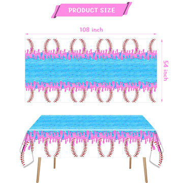 OUAOCZH 3Pcs Baseball Ice Cream Drip Birtrhday Party Tablecloth |108 x 54 Inch| Ice Cream Drip Summer Themed Plastic Tablecover Party Supplies