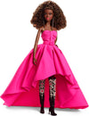 Barbie - Fuchsia Long Dress Doll in Taffeta with Sweetheart Neckline with Pleats and Gathering Details, Matching Belt and a Wide Train, Adult Toy