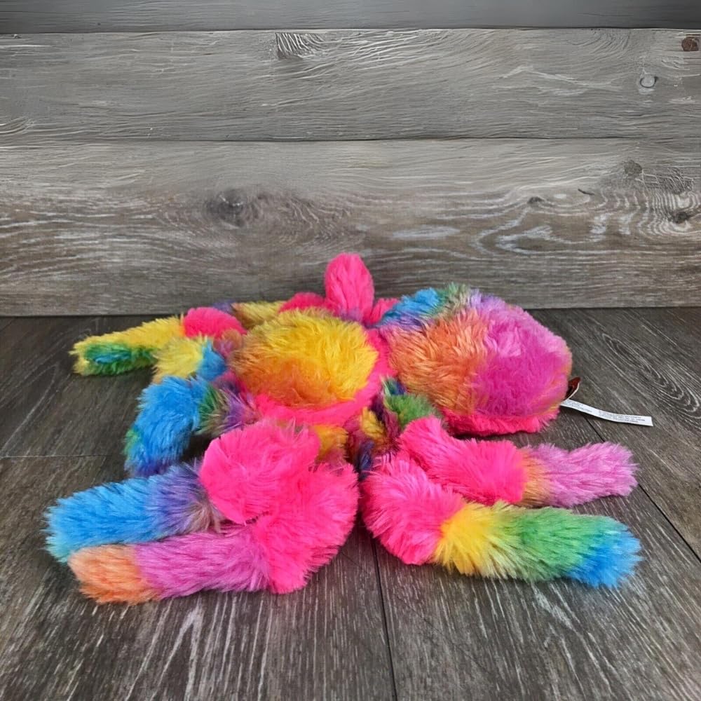 Rhode Island Novelty Charming Rainbow Splatter Spider, Soft Stuffed Animal Toy for Kids, 8 Inch