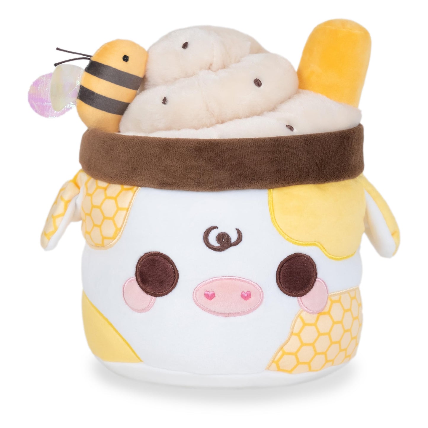Cuddle Barn PlushGoals - Honeycomb Mooshake Super Soft Kawaii Cute Dessert Drink Collectible Plush Toy, 11 inches
