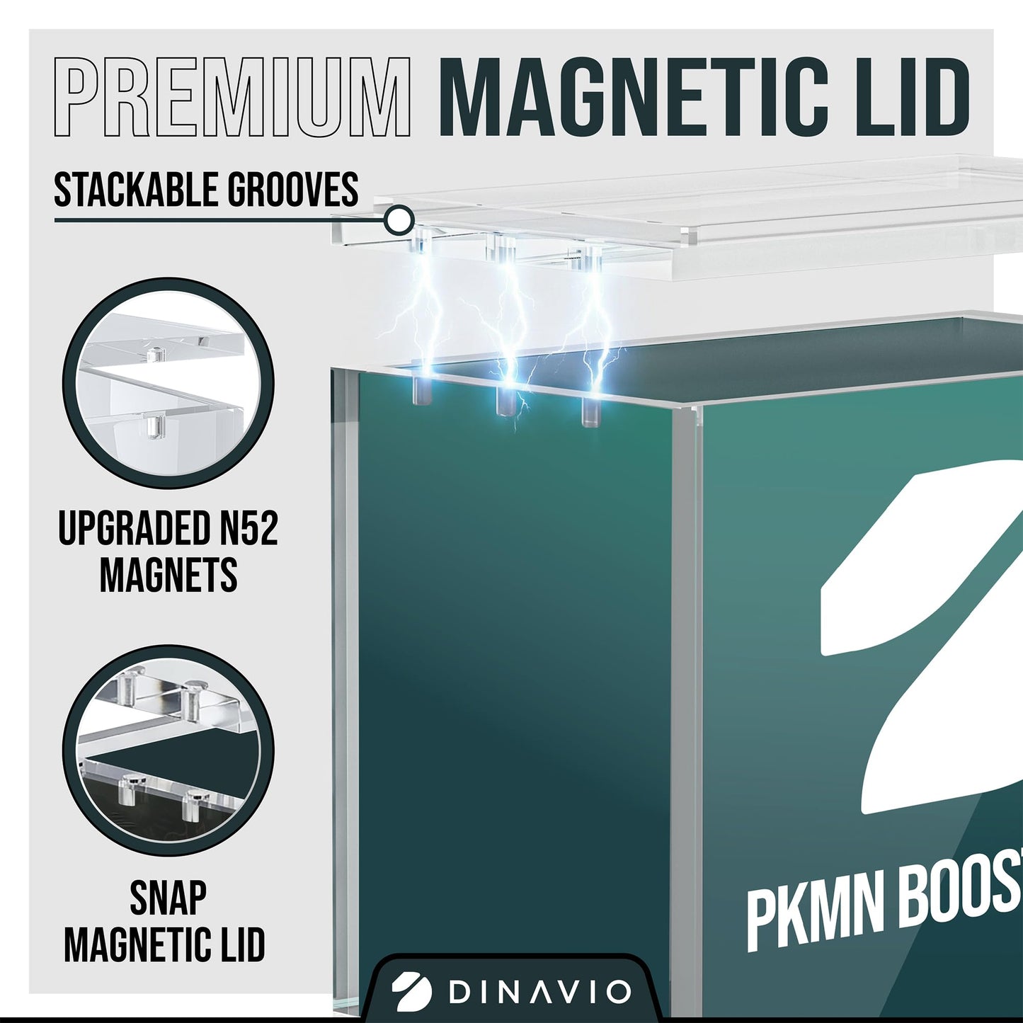 Dinavio Crafthouse One Piece Booster Box Acrylic Display Case Stackable - UV Protection with N52 Strong Magnets - Clear TCG Protector - Compatible