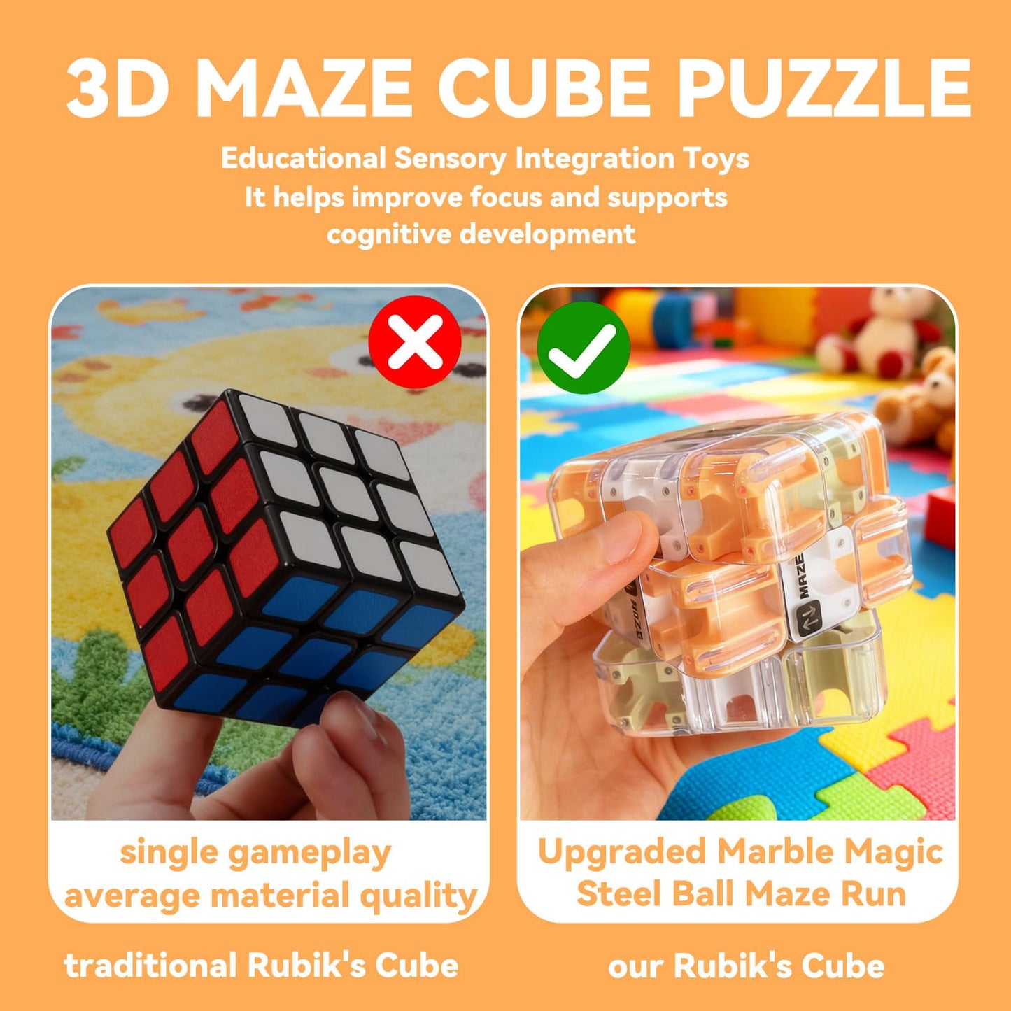 Labyrinth 3D Puzzles Maze Cube Spatial Awareness Brain Training Educational Focus Game Gift for Adults Teens