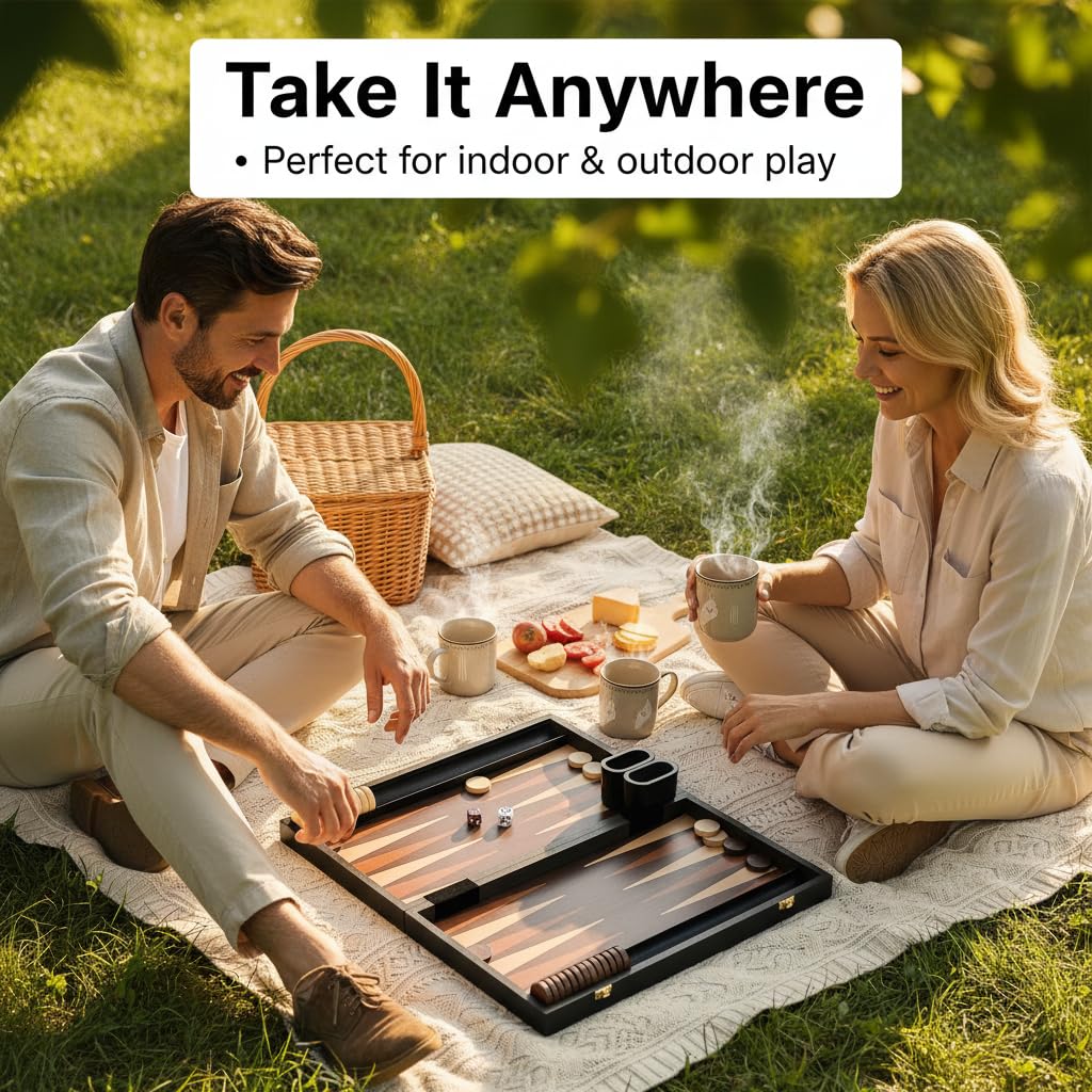 15 inch Backgammon Sets with Folding Board,Large Backgammon Set Portable Travel GamesClassic Board Game,Perfect Adult and Kids Board Games for Gifts