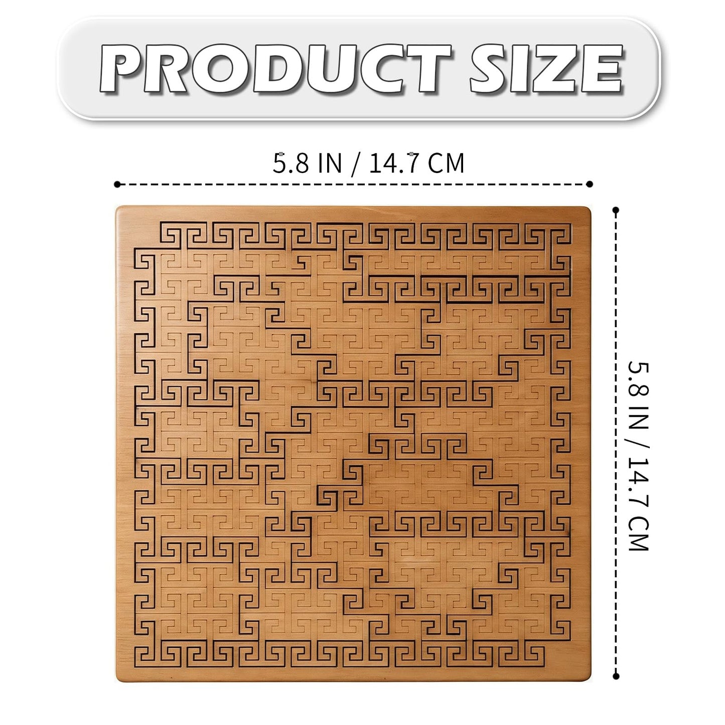 Fractal Tray Puzzle, Fractal Puzzles for Adults, Irregular Wooden Jigsaw, Mind Bending Hilbert Curve Puzzle, Challenging Portable Brain Training Game