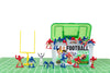 Kaskey Kids Football Guys, Red Gold vs. Blue Silver, 30 Pieces in Each Set, Includes 2 Teams, Accessories, and Travel Storage Case, Nostalgic Sports