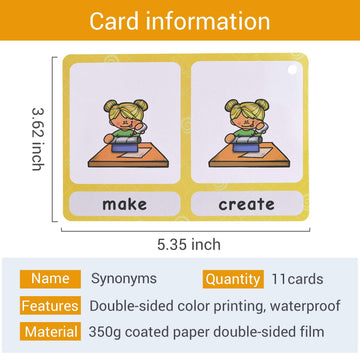 Zwttey 20 Groups English Synonyms Flashcards Building Vocabulary Pocket Cards Educational Learning Toys Pre-Kindergarten Classroom Supplies