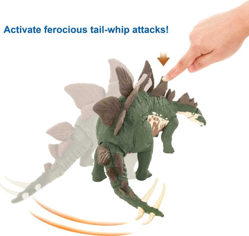 Mattel Jurassic World Toys Camp Cretaceous Mega Destroyers Stegosaurus Dinosaur Action Figure, Toy Gift with Movable Joints, Attack and Breakout