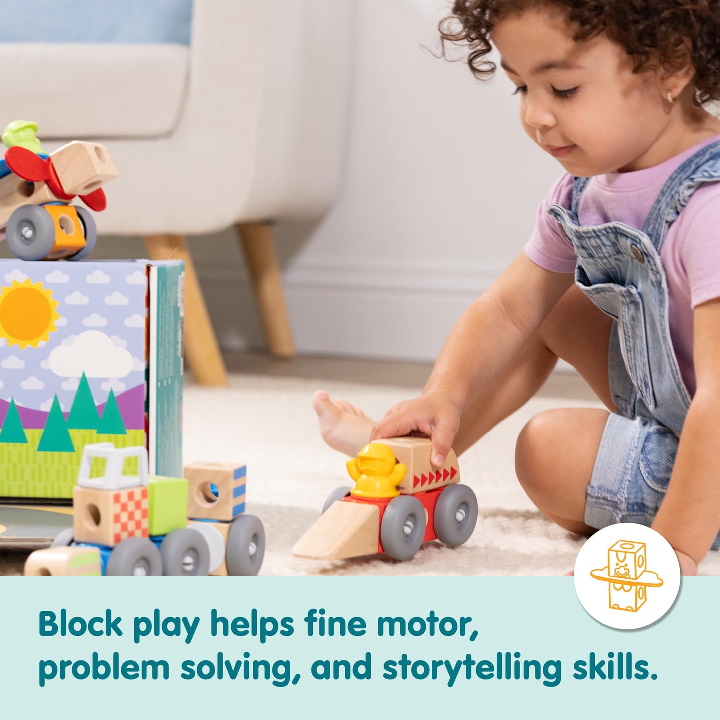 Melissa & Doug Blockables Vehicles Connectable Wooden Blocks