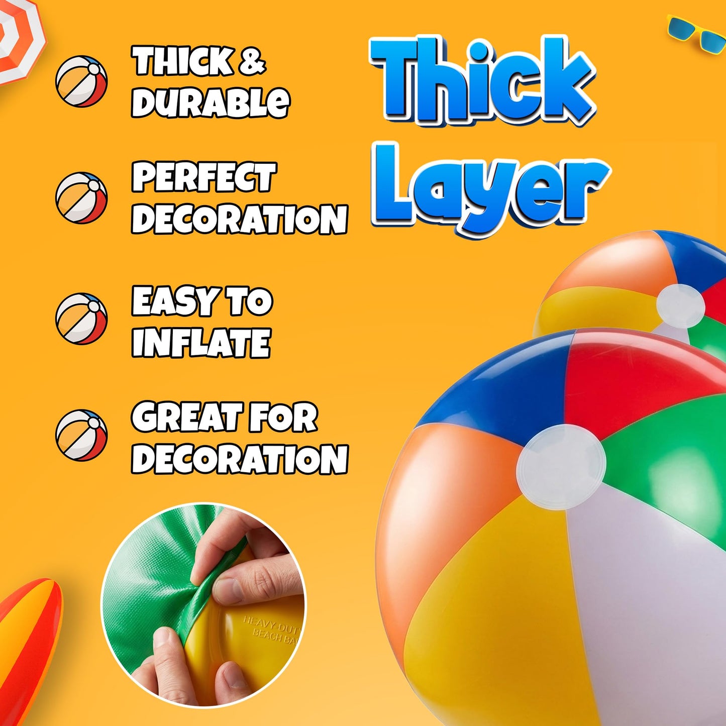 10 Pcs Rainbow Beach Balls Bulk Variety Pack - (5) 5-inch, (5) 12-inch