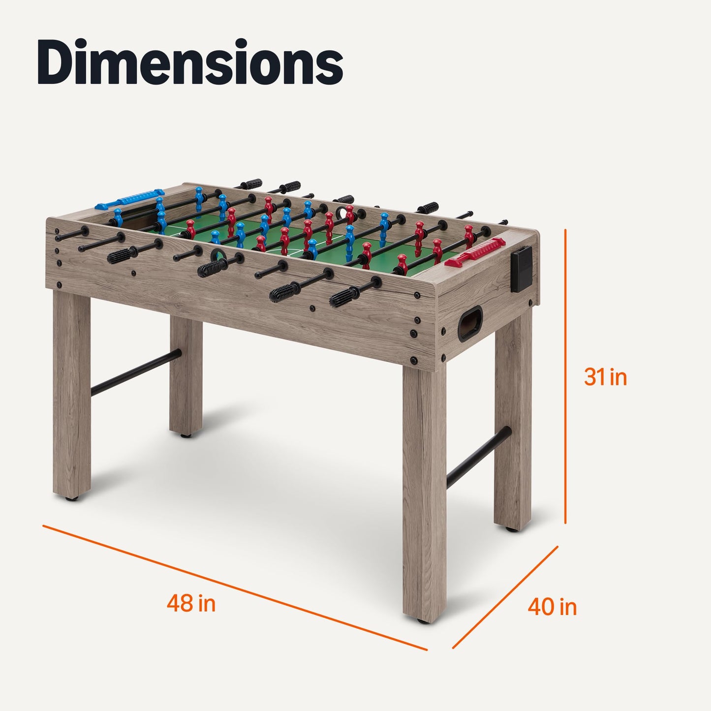 Amazon Basics 48-Inch Foosball Table Soccer Game Room Size with 4 Balls and 2 Cupholders, Oak