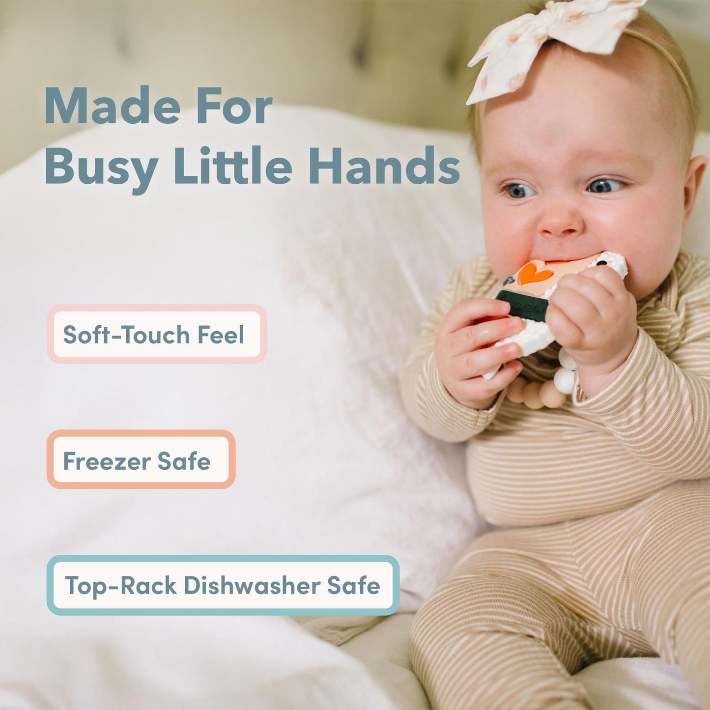 Loulou Lollipop Silicone Teether for Babies 4 Months and Up, Textured Teething Toy for Sore Gums, BPA-Free Food-Grade Silicone, Easy to Hold