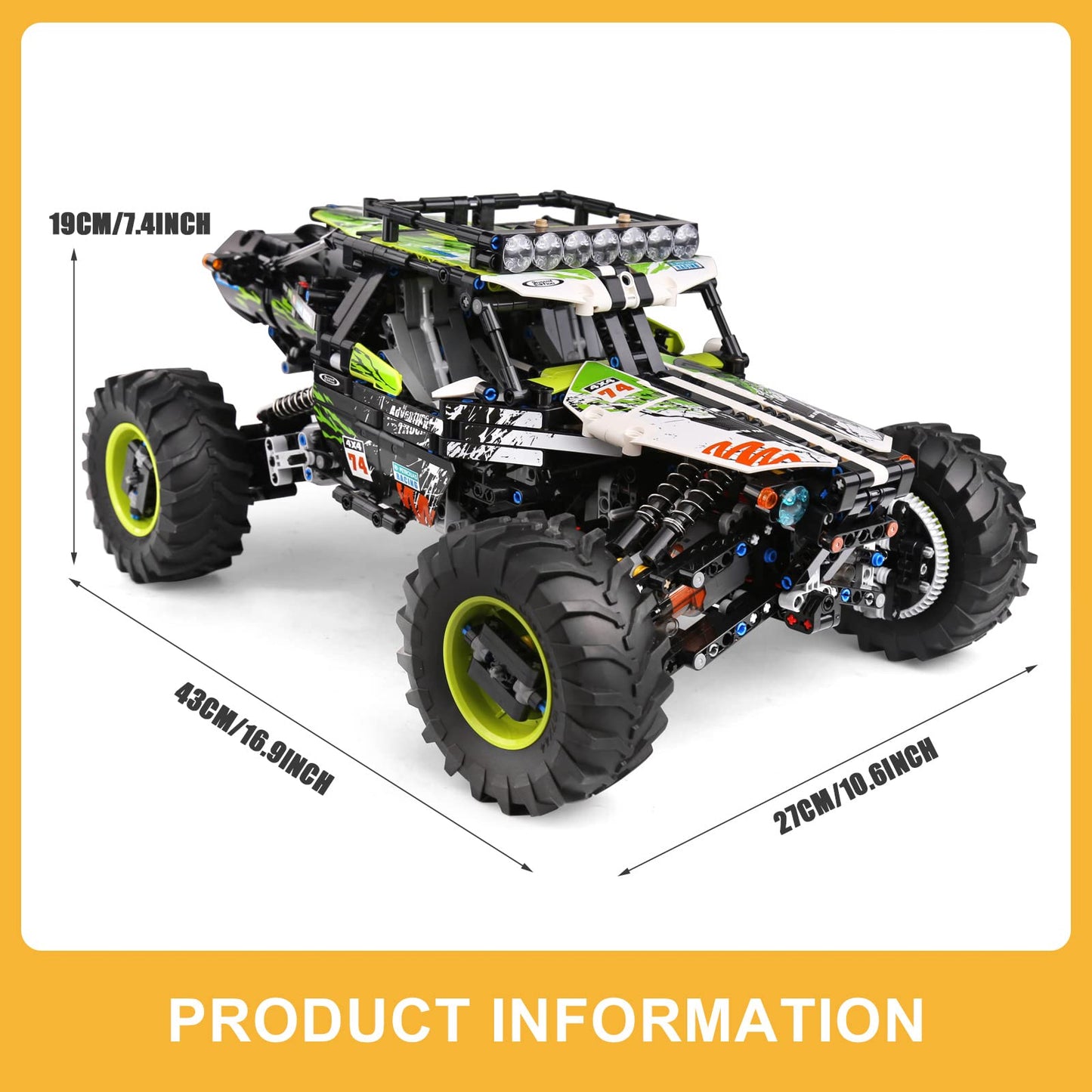 Mould King 18002 RC Climbing Car Building Kits, 1879 Pieces MOC Building Blocks 4X4 Off-Road Truck Model Sets, Stem Remote Control Car Bricks Toys