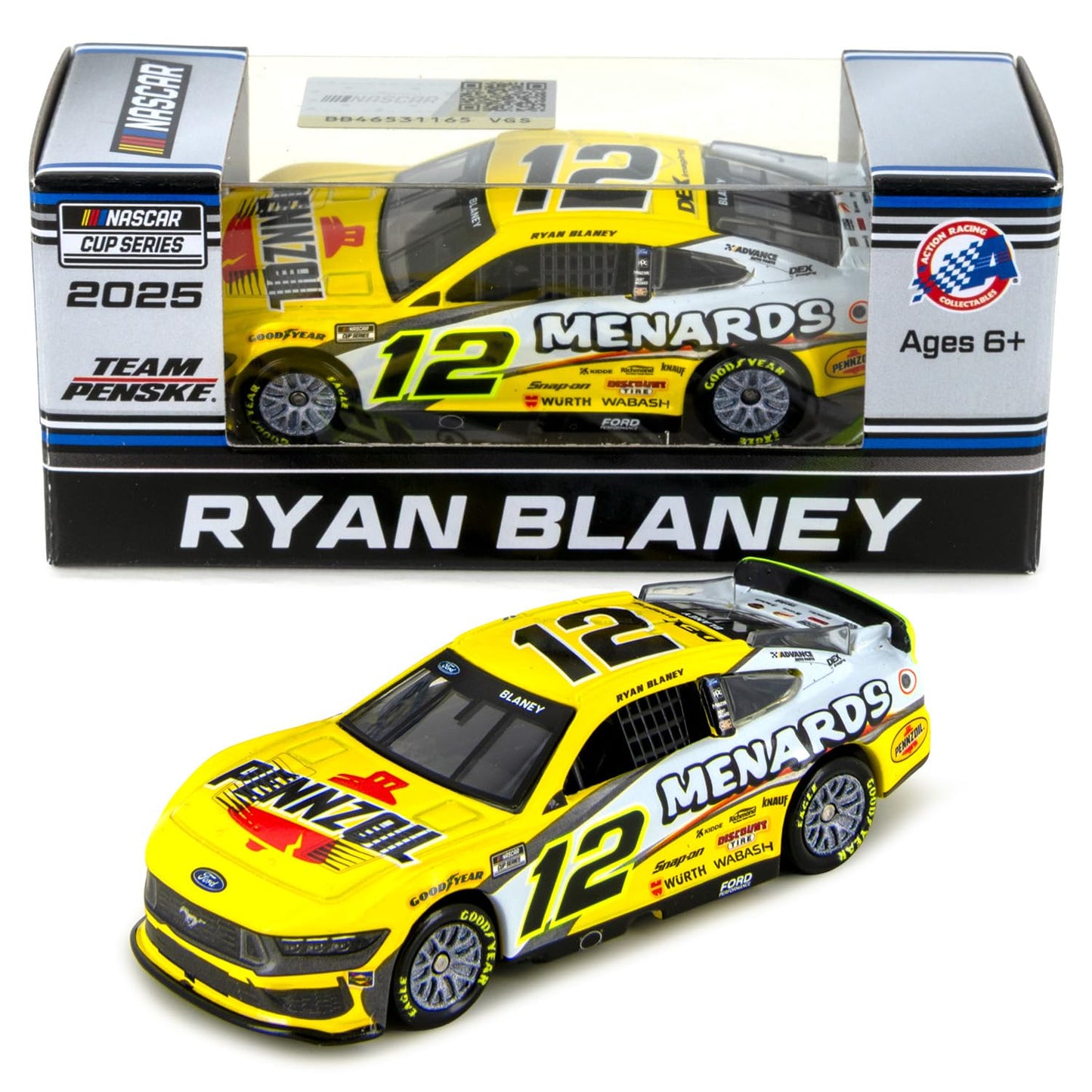 Ryan Blaney 2025 Pnnzoil Menards ARC Diecast Car 1:64 Scale