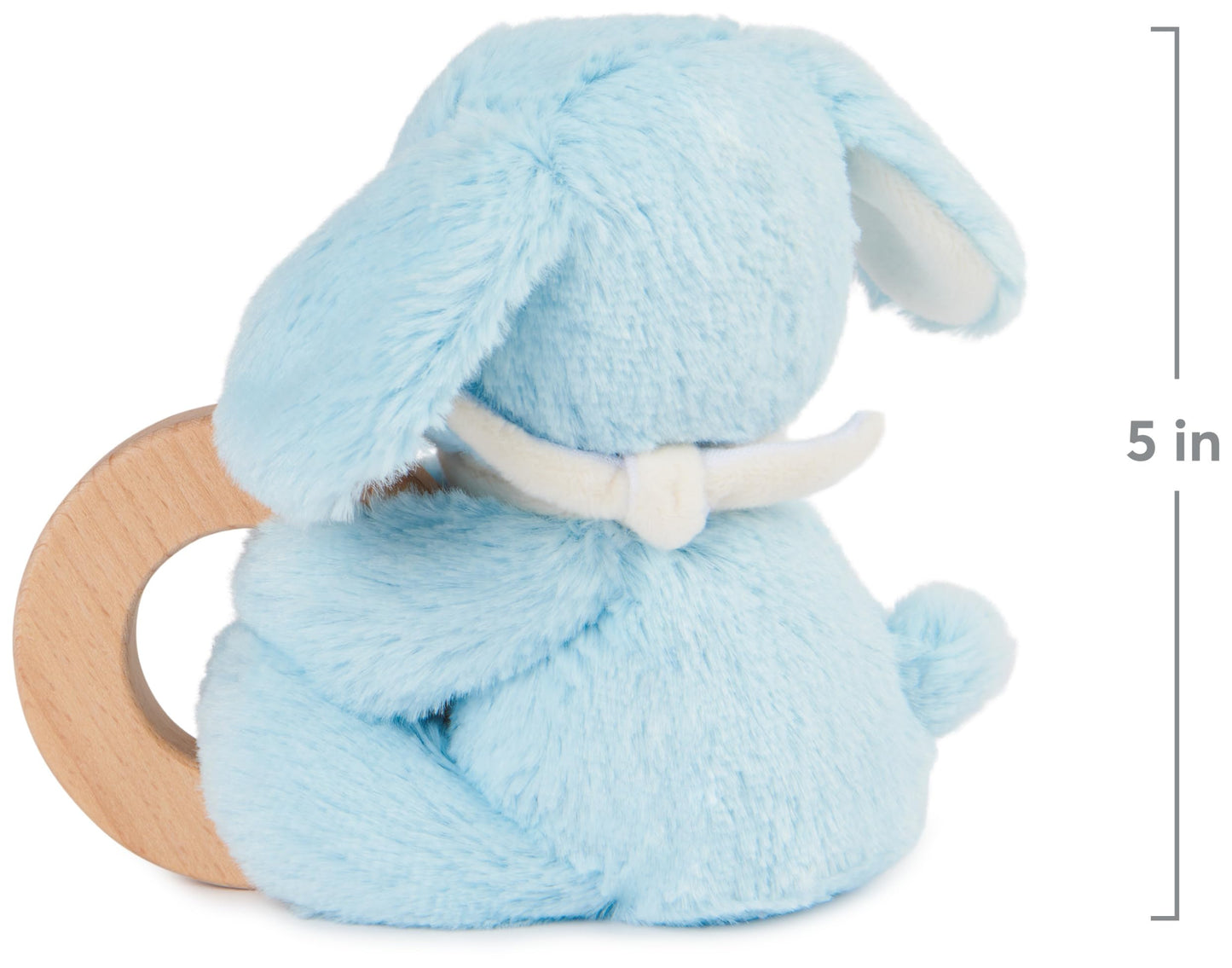 GUND Baby Sustainable Puppy Ring Rattle, Stuffed Animal Plush Made from 100% Recycled Plush Materials, Wooden Rattle for Babies and Newborns, Blue,