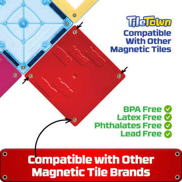 Tile Town Fire Station Magnetic Tiles Set, 66 Piece Kids Magnet Toy, Innovative Action Play Magnetic Tile Building Set Ages 3-6, Amazon Exclusive