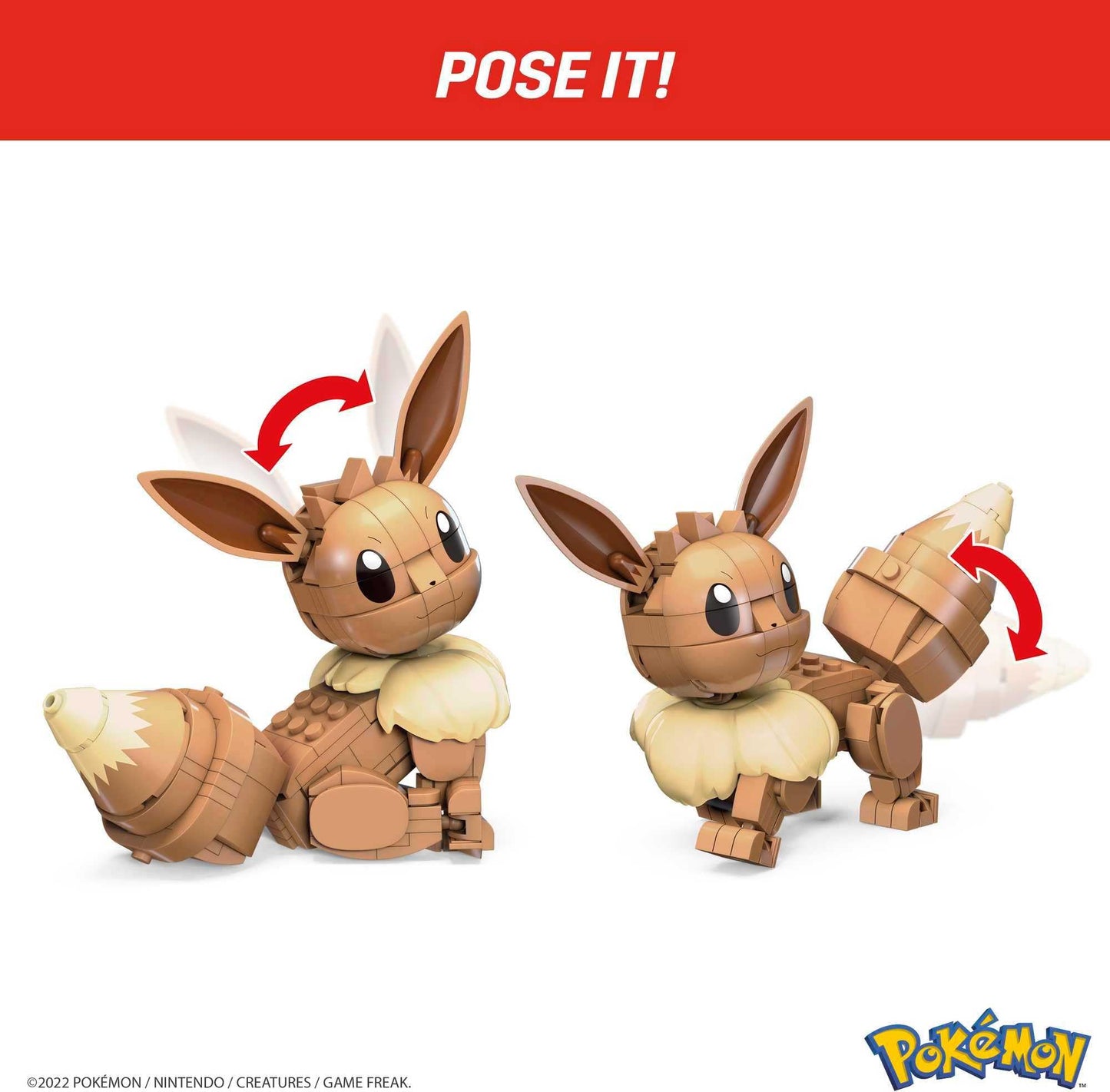 MEGA Pokémon Building Toys Set Build & Show Eevee with 215 Pieces, Articulated and Poseable, 4 Inches Tall, for Kids