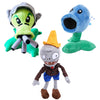 JHESAO 3 PCS Plants and Zombies PVZ Plush Toys - Brown Coat Gatling Peashooter, Ice Peashooter, Conehead Zombies Plushies New
