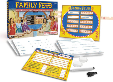 Family FEUD Retro Edition Card Game, 1970s Episodes’ Questions & Answers, Party Game with Classic Twist, Traditional Gummed Pad with Survey Questions