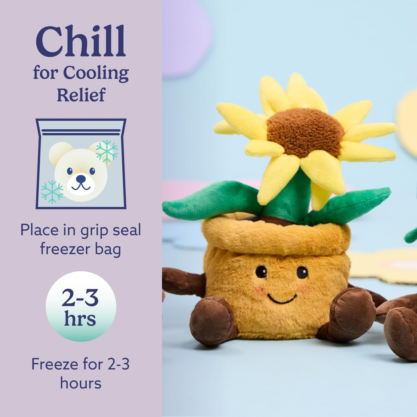 warmies Microwavable & Weighted Stuffed Animals, Yellow Flower Pot - Heated Stuffed Animal Plushie for Warmth & Comfort - Cute Soft Plush Toys