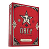 theory11 Red Obey Playing Cards - Shepard Fairey Street Art Poker Deck with Custom Faces, Foil Style Box, Magic, Cardistry, Game Night Gift for Art