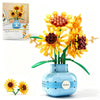 LUKHANG Sunflower Building Block Set with Vase, Artificial Flower Plant Bonsai Collection for Adults, Creative Home & Office Decor, Gift for Mother's