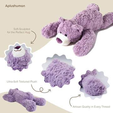 1.8 LB Microwavable Purple Bear Weighted Stuffed Animal with Gift Box