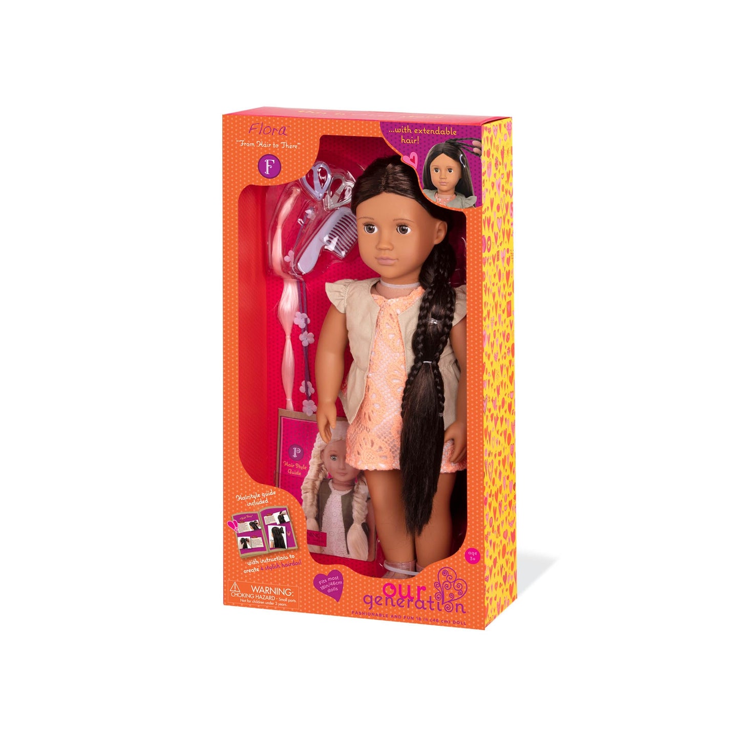 Our Generation 70.31118Z Flora, from Hair to There Toy Hairgrow, Various, 18 inch / 46 cm Doll