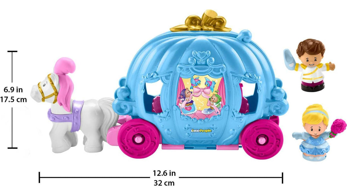 Fisher-Price Little People Toddler Toy Disney Princess Cinderella’s Dancing Carriage Playset with Figures for Pretend Play Ages 18+ Months