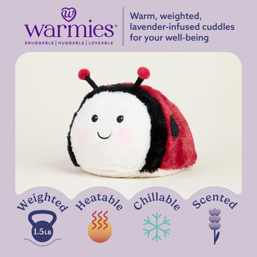 warmies Microwavable & Weighted Stuffed Animals, Ladybug - Heated Stuffed Animal Plushie for Warmth & Comfort - Cute Soft Plush Toys for Adults