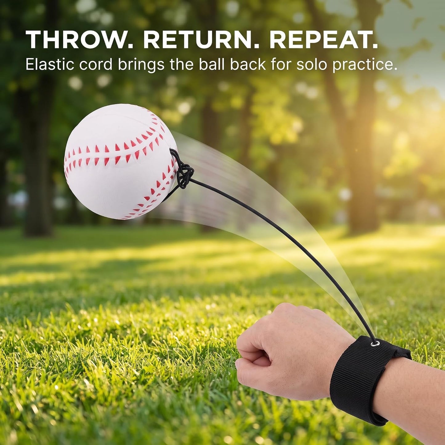 WNHNO Sports Wrist Return Ball, Baseball with Elastic String, Exercise and Play, Sports Reaction Balls (White)