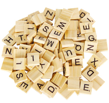PINOWU 200pcs Wooden Letter Tiles for Scrabble Crossword Game Wood Scrabble Letters Replacement for DIY Craft Gift Decoration Scrapbooking and Making