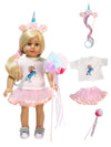 Pastel Rainbow Unicorn Outfit 4pc for 18-Inch Dolls | Premium Quality & Trendy Design | Dolls Clothes