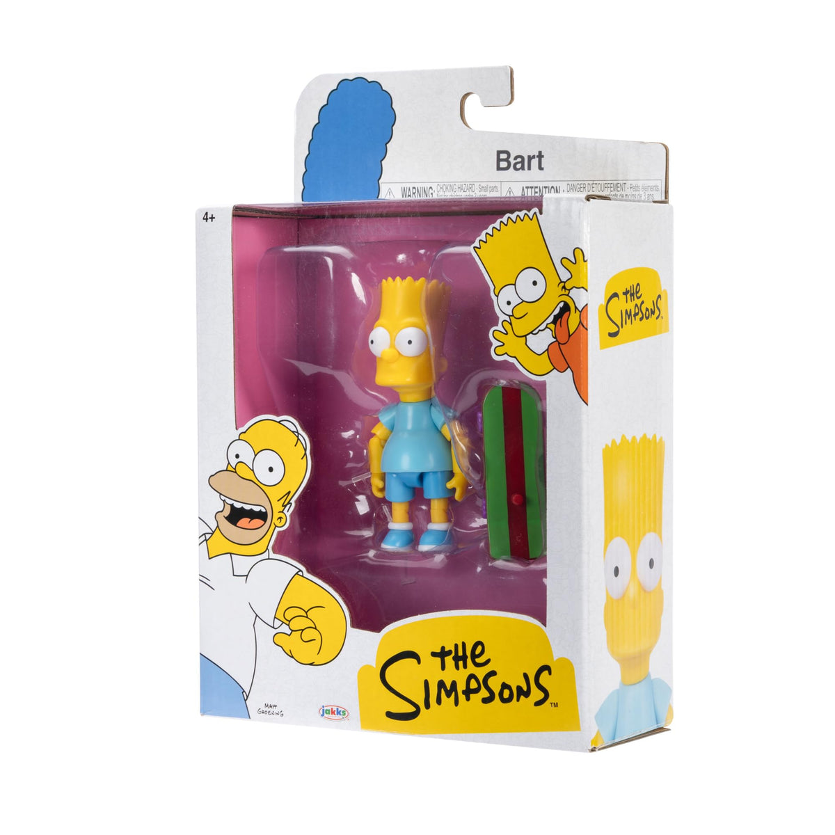 JAKKS Pacific The Simpsons 5" Scale Action Figure Bart with Blue Shirt and Skateboard Accessory Collectible Figure from Wave #4 Officially Licensed by