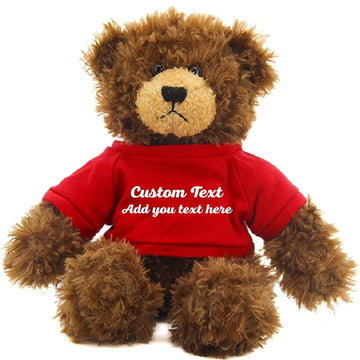 Made By Aliens Customized Chocolate Brandon Bear - 12 inch Personalized Stuffed Bear Plush Toy - Perfect Custom Shirt Bear Gift for Graduation