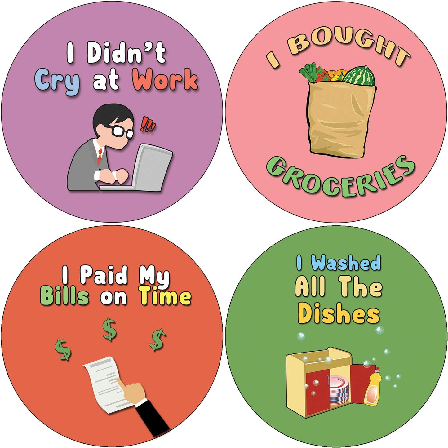 Creanoso Cute Adulting Stickers (10-Sheet) - Assorted Designs for Children - Classroom Reward Incentives for Students - Stocking Stuffers Party Favors