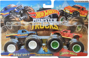 Hot Wheels Monster Trucks Bigfoot Vs Snake Bite, Demolition Doubles