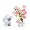 2PCS Mini Smell The Fragrant Rabbit & Pink Peach Blossom Flower Vase Ornaments - Handmade Resin Miniature Vases for Dollhouse, Fairy Garden, Micro