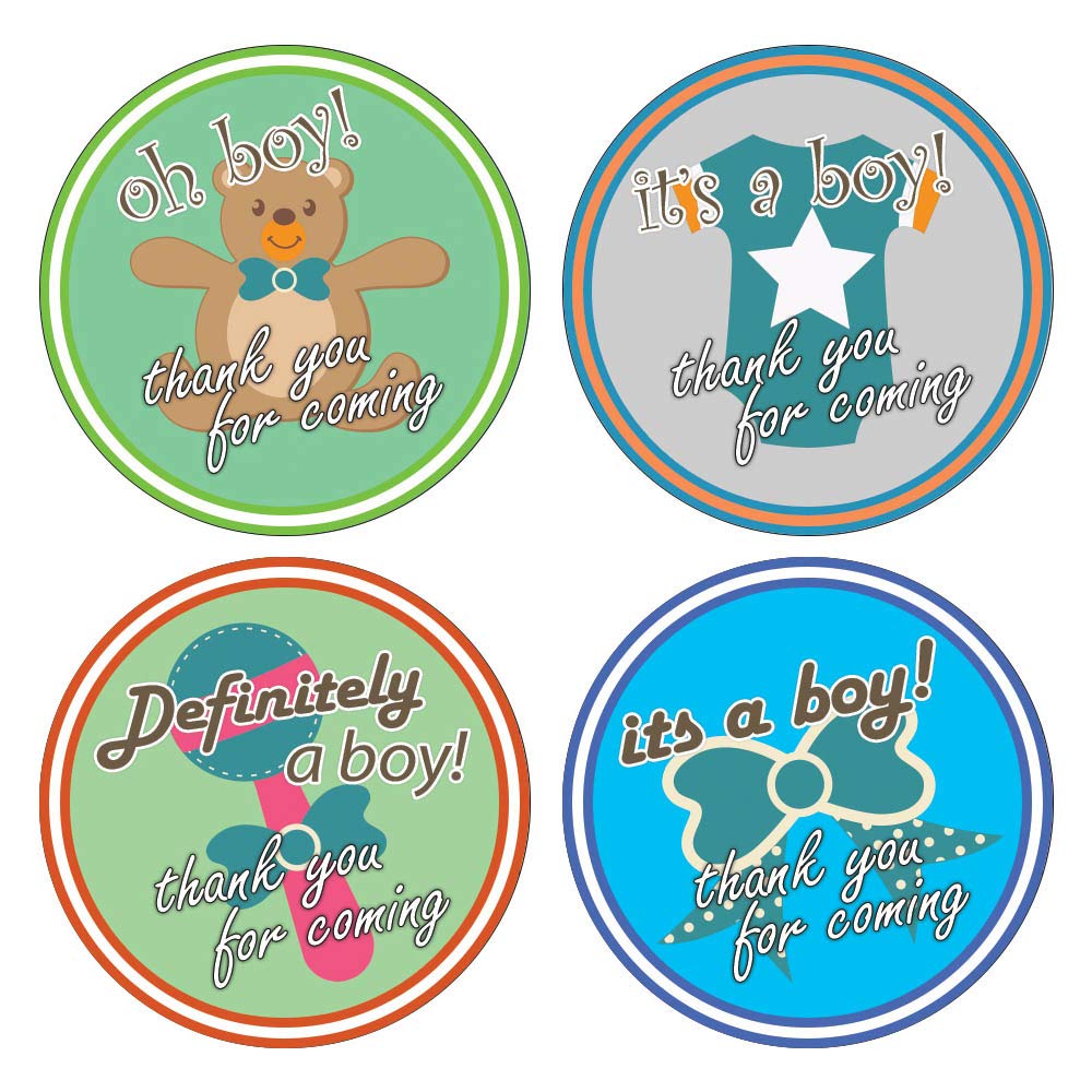 Creanoso Baby Shower Stickers for Boys (10-Sheets x 16 Designs) - Individual Small Size 1.5 Inches in Diameter, Unique Designs DIY Decoration Art