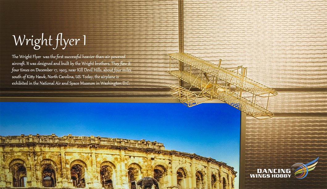 Dancing Wings Hobby 3D Wood Jigsaw Puzzle Wood DIY Kit- Wright Brothers Flyer Christmas Gift (VC02)