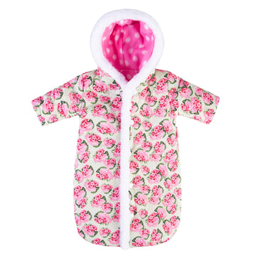 Rakki Dolli Doll Jumpsuit Sleeping Bag Handmade Doll Clothes Hooded Romper Pink Rose Winter Hoodie Doll Accessory Soft Thick Swaddle Blanket Fit