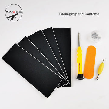 WDTMEEZU Fingerboard Foam Grip Tape(5pcs 110mm*37mm) Anti Slip Foam Tape for MINI Skateboard Finger Skateboard Installation Tools and Screws Nuts Set
