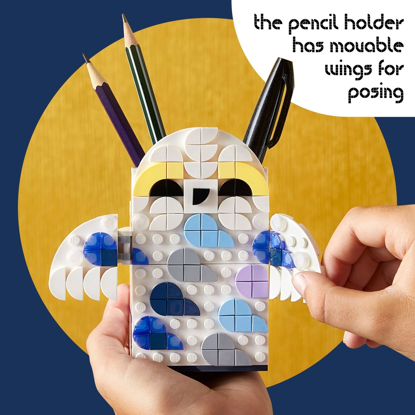 LEGO DOTS Harry Potter Hedwig Pencil Holder 41809, Craft Set for Kids Age 6+ with Hedwig The Owl Pencil Holder and Note Holder. Back to School Gift