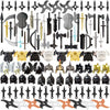 BrickCraftWorks 100Pcs Medieval Military Weapons Armour Helmet Block Figures Weapon Set, Rome Greek Egypt Style Building Block Toy Accessory