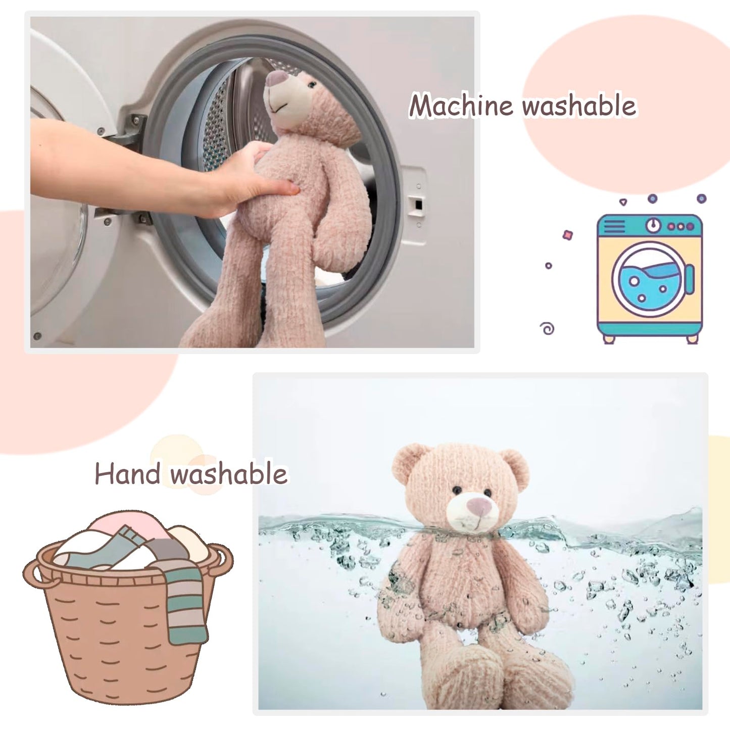 MR ViviCare 18" Pink Bear Stuffed Animals for Boys and Girls,Soft and Adorable Stuffed Bear Plush Toys for Newborn Babies,Cuddly Stuffed Bear