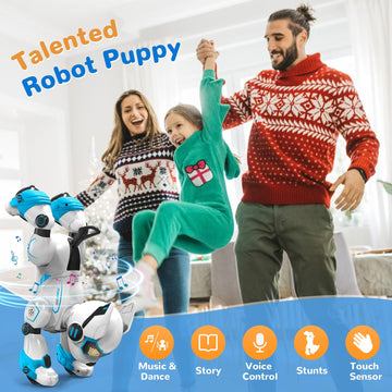 okk Robot Dog for Kids, Remote Control Dog and Touch Voice Interactive, Programmable Robot with lmitation Show, Sing Dance Electronic Pet, Smart