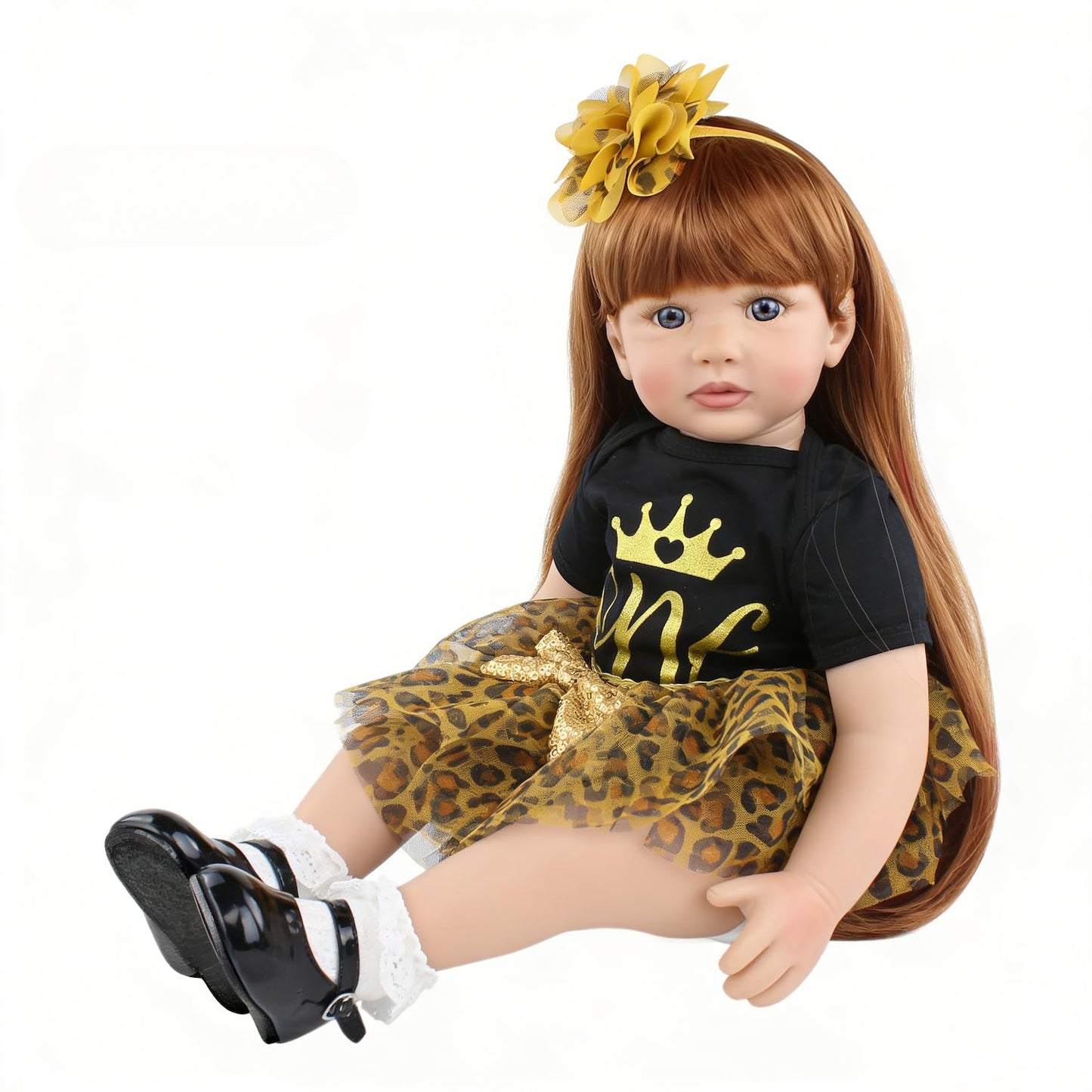 GUESSBELLY 60cm 24 Inch Princess Reborn Baby Doll for Girl (Soft Vinyl Limbs Cloth Body) Long Hair Princess Toddler Dress Up Play House Toy Birthday