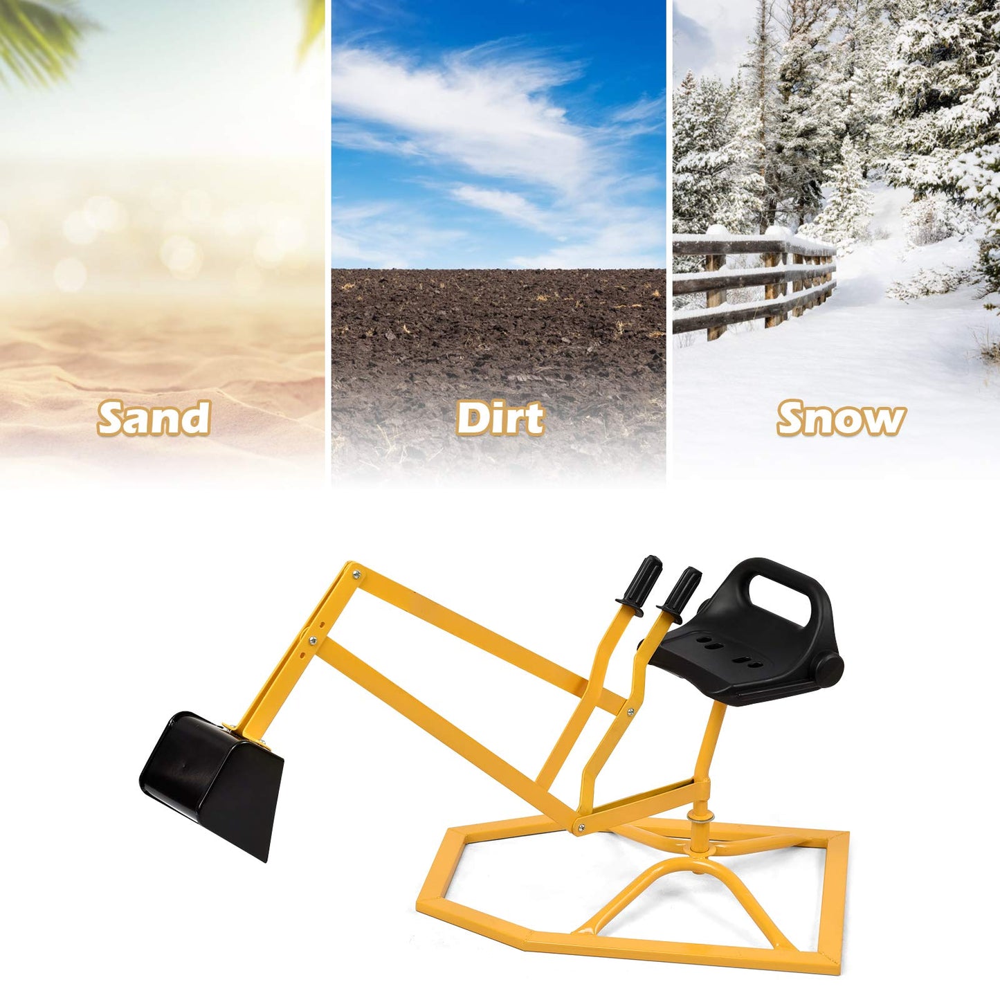 GLACER Sand Digger, 360° Rotation Ride on Excavator with Widened Base